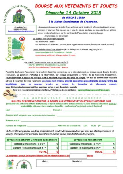 Bourse aux vêtements et jouets à la Maison Grandemange