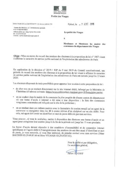 Mise en oeuvre du recueil des soutiens des électeurs