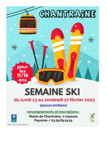 SEMAINE SKI DU LUNDI 13 FÉVRIER AU VENDREDI 17 FÉVRIER 2023
