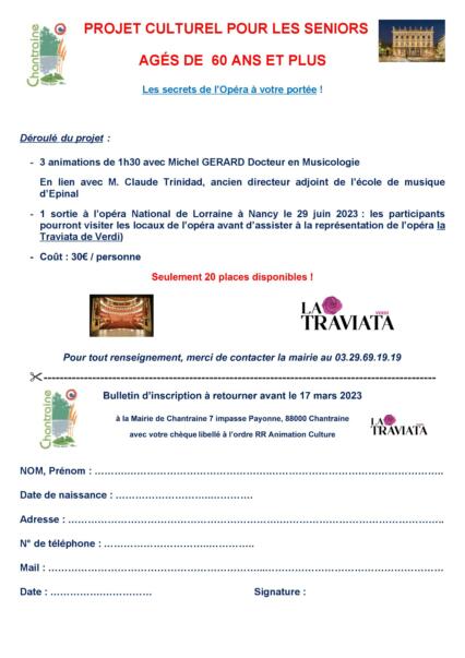 PROJET CULTUREL POUR LES SENIORS  AGÉS DE 60 ANS ET PLUS  