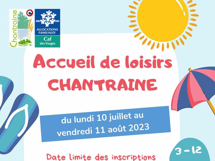 ACCUEIL DE LOISIRS DU 10 JUILLET AU 11 AOUT 2023