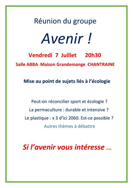 RÉUNION DU GROUPE AVENIR, salle Abba Maison Grandemange