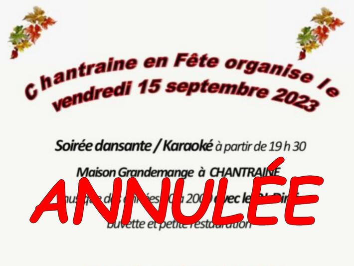 SOIRÉE DANSANTE ANNULÉE