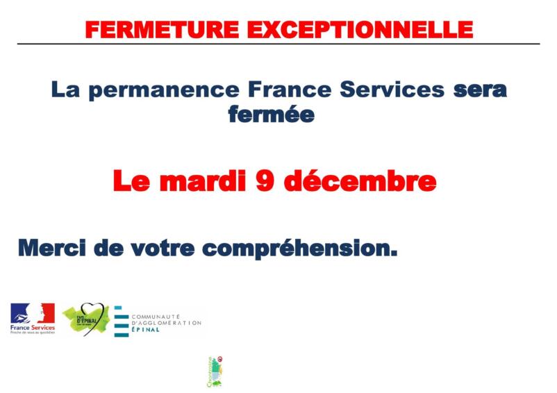 FERMETURE EXCEPTIONNELLE