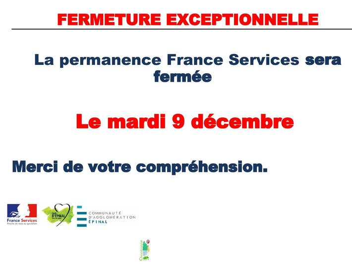 FERMETURE EXCEPTIONNELLE