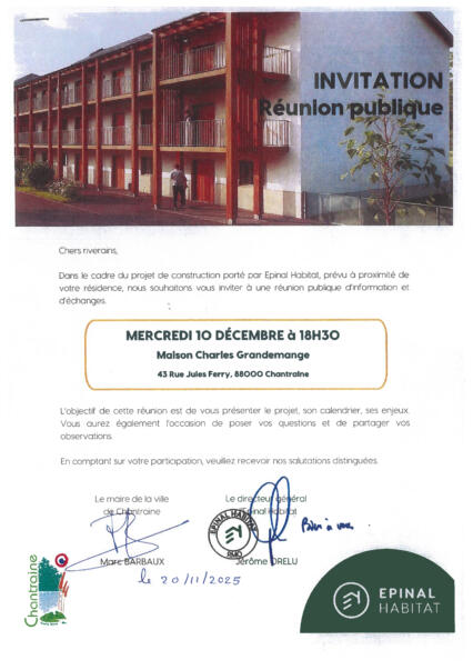 INVITATION RÉUNION PUBLIQUE