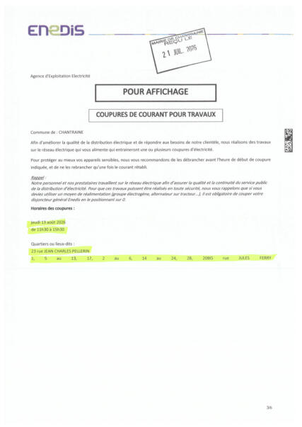 COUPURE DE COURANT