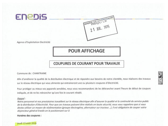 COUPURE DE COURANT